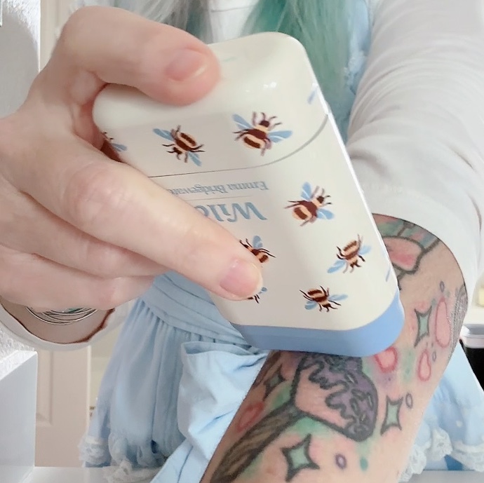 testing Wild deodorant on my arm