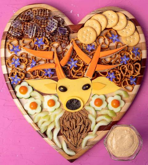 vegan charcuterie plate with bitchin sauce