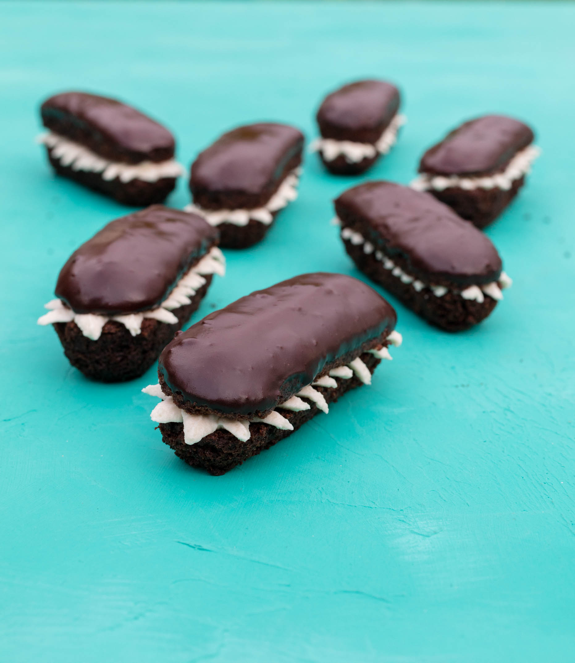 vegan chocodiles with teeth.