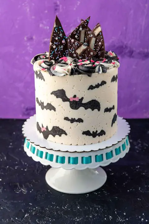 vegan chocolate cake with vanilla mint and chocolate buttercream frosting