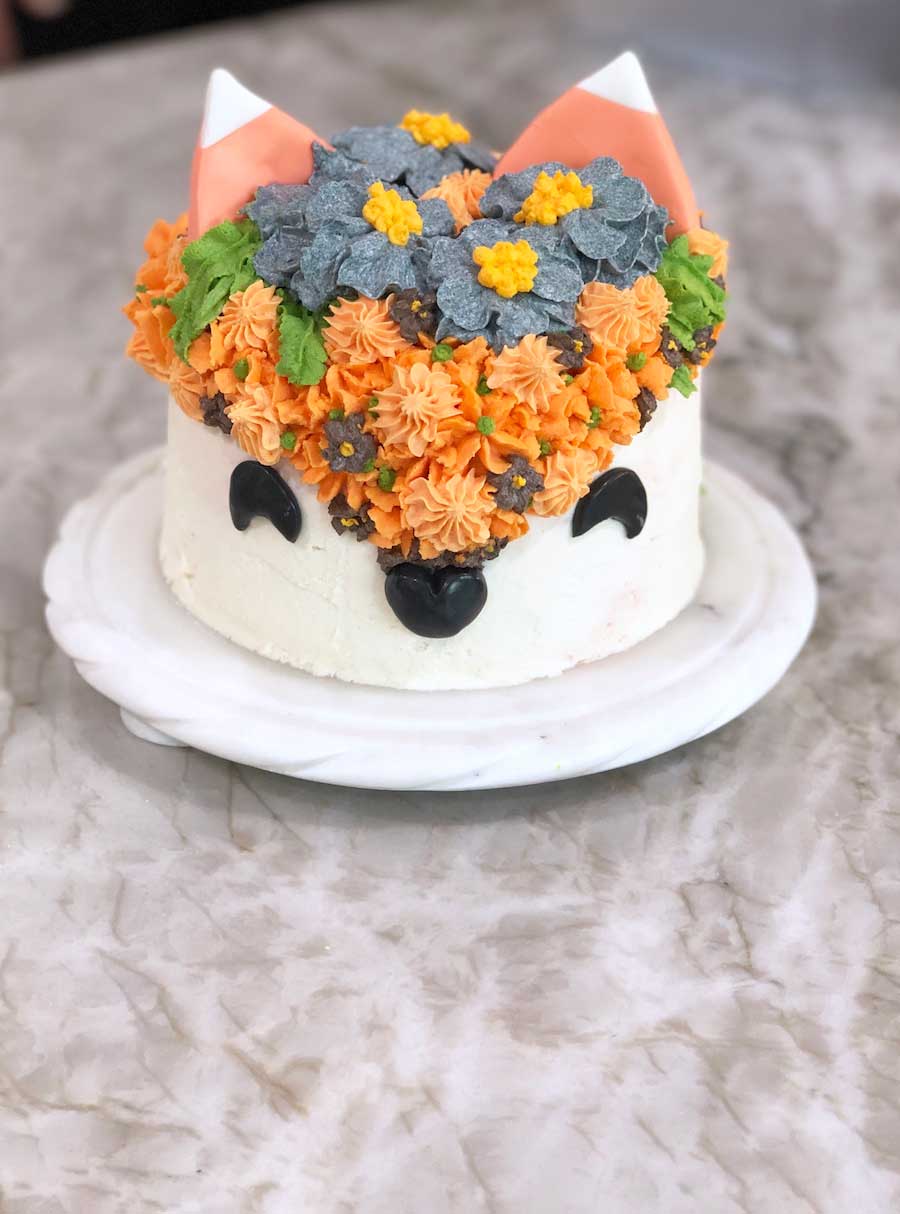 Vegan chocolate orange fox cake