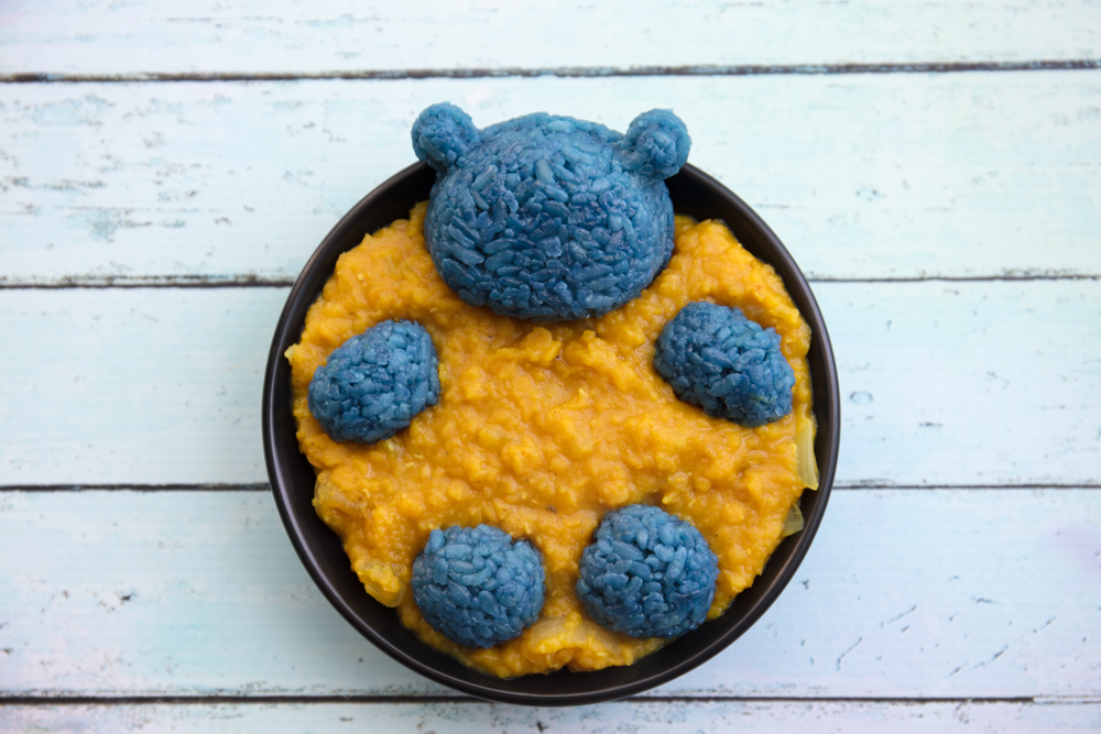 Vegan Blue Rice Bear in Dal
