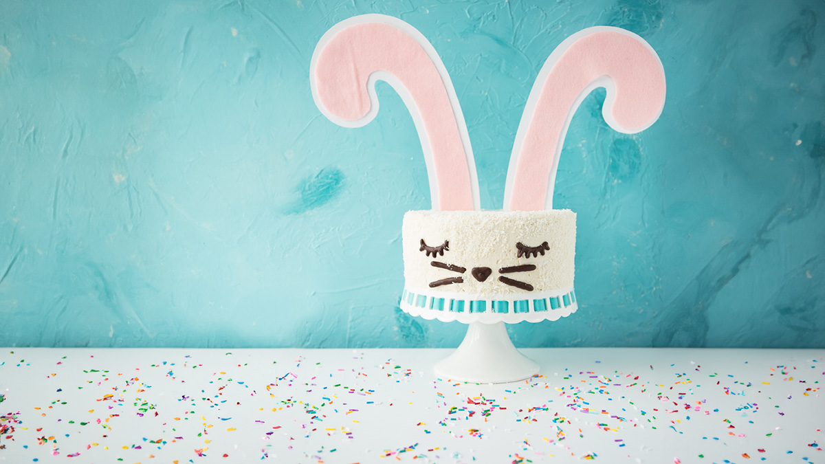 vegan funfetti easter bunny cake