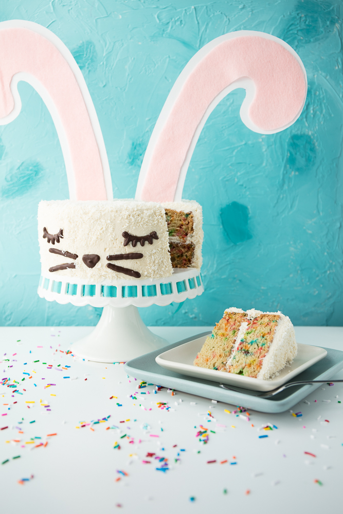 vegan funfetti cake slice