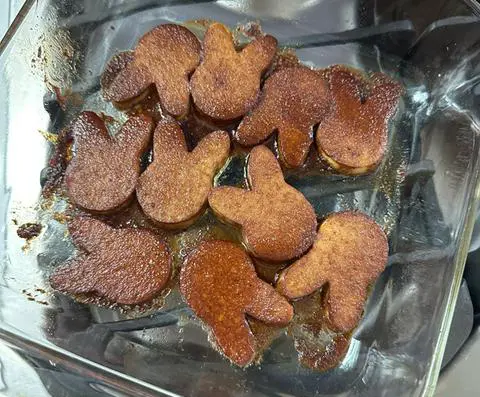 vegan ham fresh from the oven