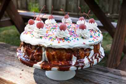 Vegan Banana Split Ice Cream Cake
