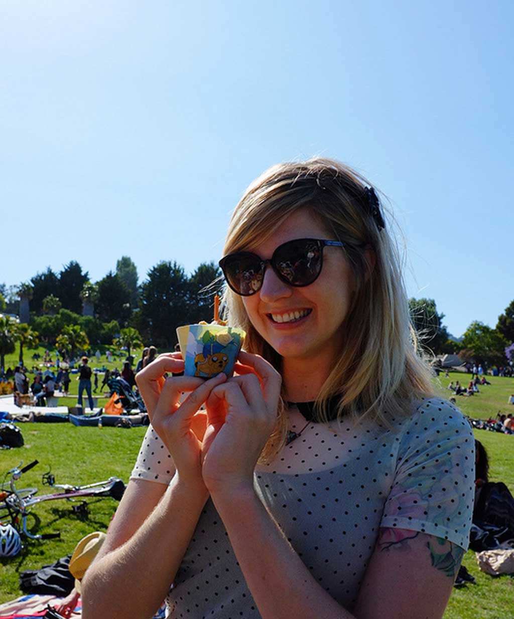 Jessica with her birthday cupcakes