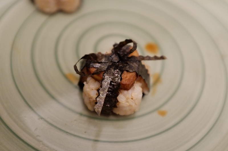 musubi with a seaweed bow