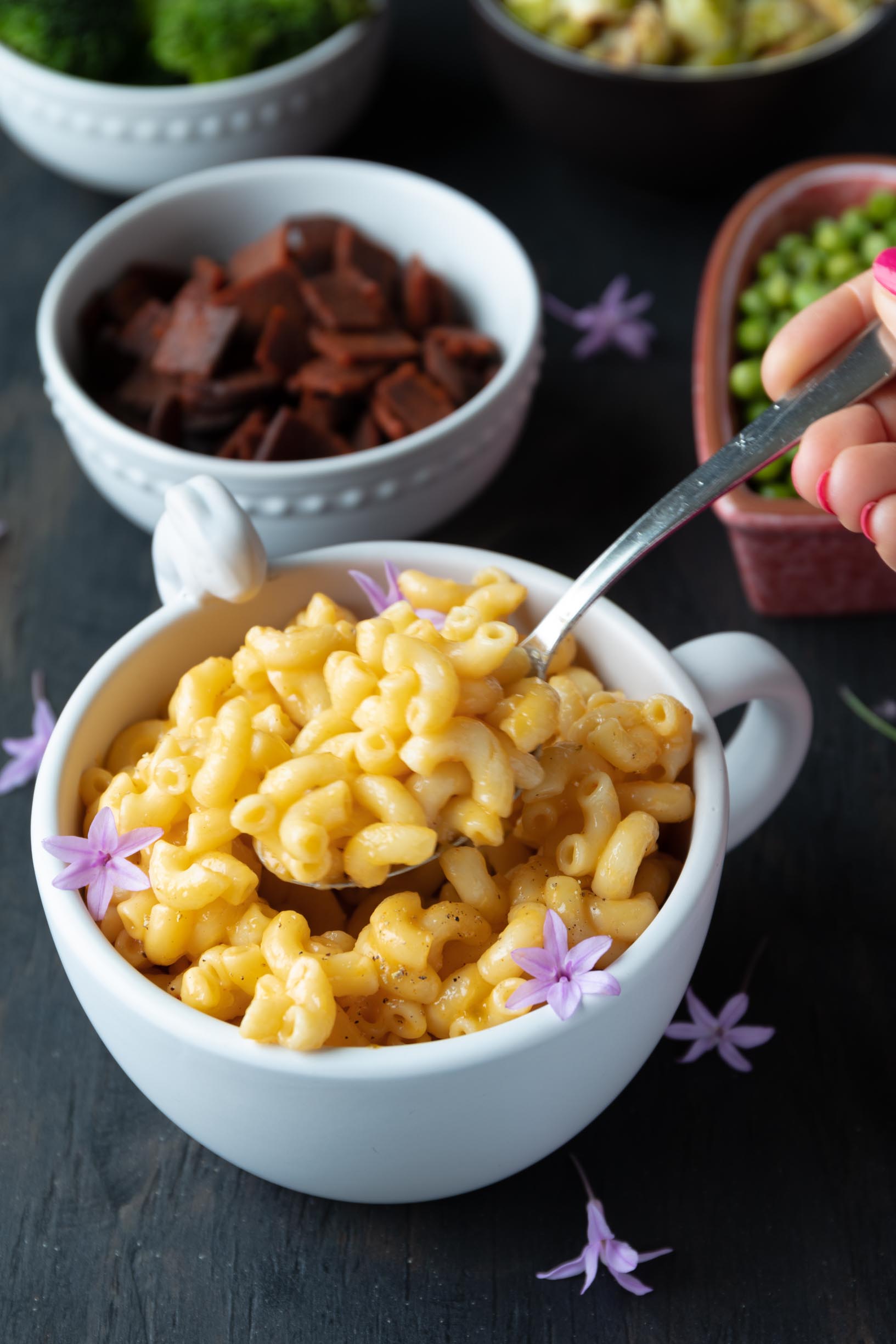 bite of vegan mac and cheese