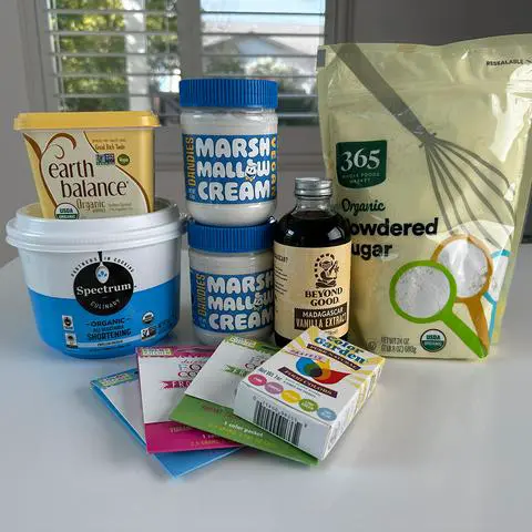 ingredients needed to make vegan marshmallow frosting