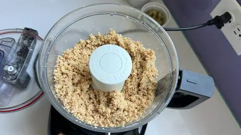 shredded vegan tuna in a food processor.