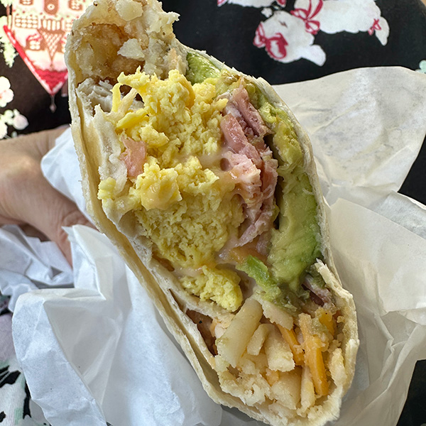 vegan breakfast burrito from Flying Cat in Portland.