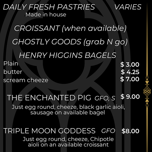 vegan breakfast menu at Memento Mori in Portland.