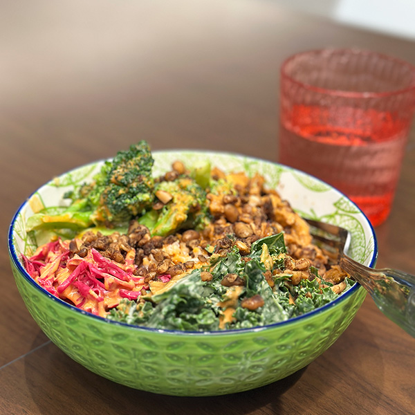 vegan incredibowl at Rabbits Cafe in Portland.