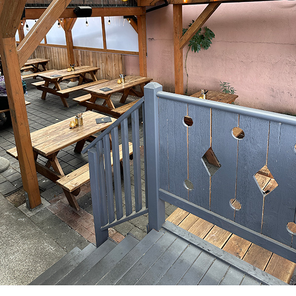 outdoor seating at the Uncanny in Portland.