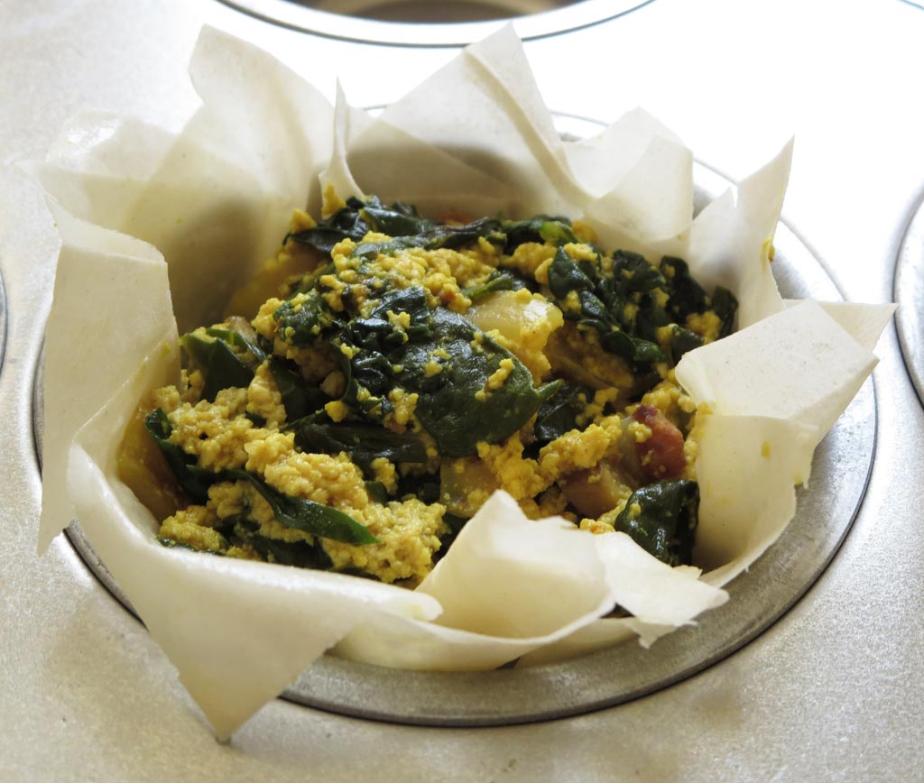 making Vegan Tofu Breakfast Baskets