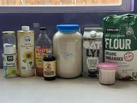 ingredients needed for the cake.