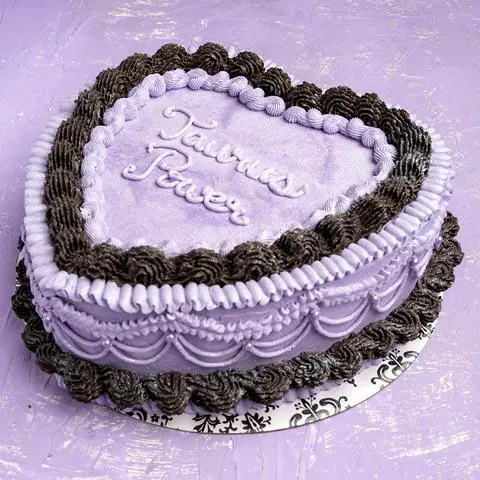 lavender and black pastel goth vegan vintage cake.