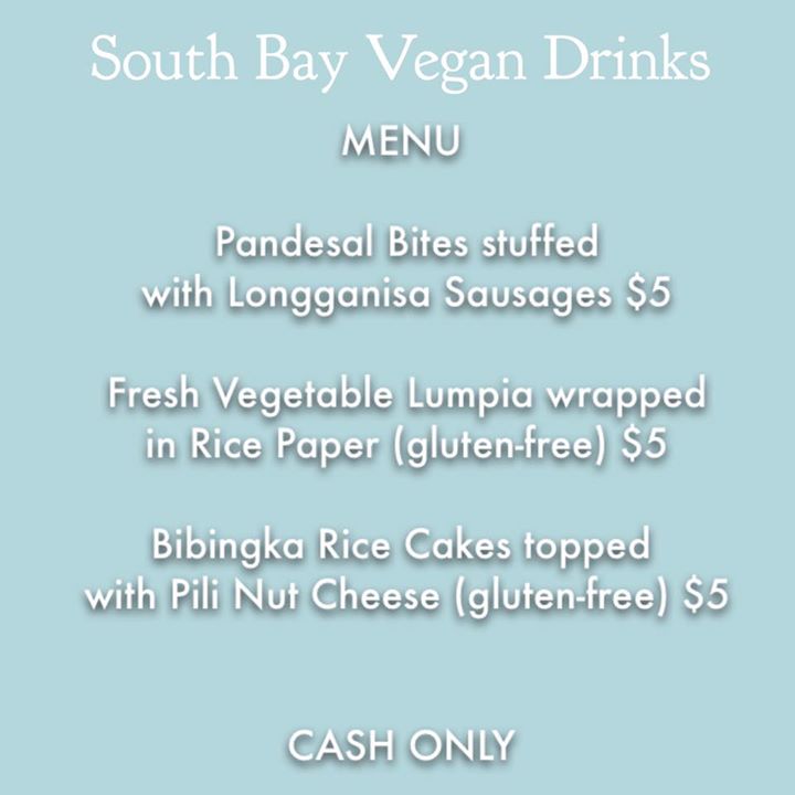 July 2015 SouthBay Vegan Drinks menu